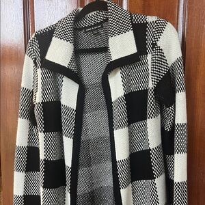 Women's Black and White Sweater Cardigan